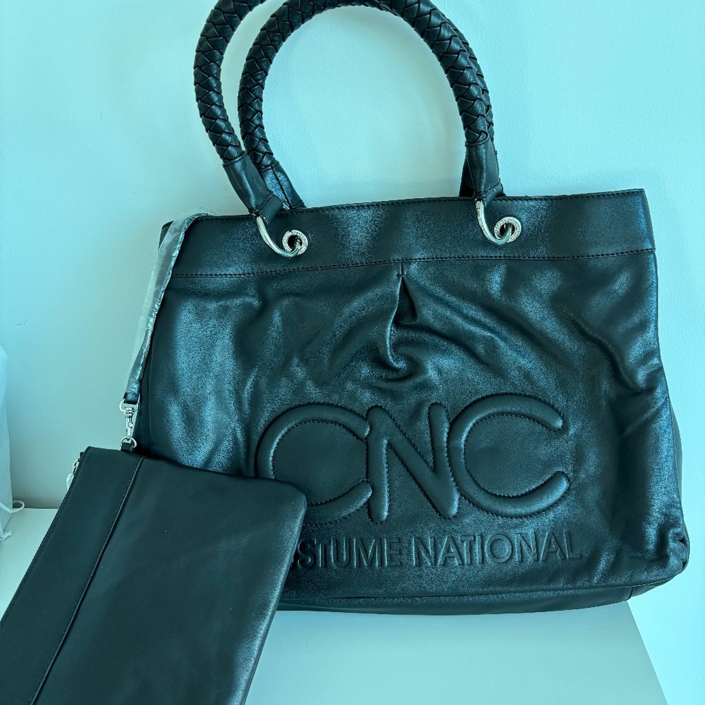 New costume national genuine leather bag and pouch